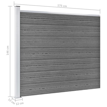 vidaXL Σετ Πάνελ Περίφραξης Γκρι 526x146cm από WPC