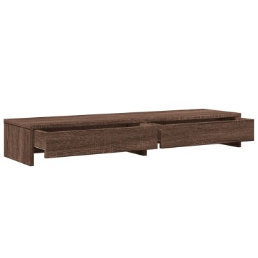 vidaXL Βάση Οθόνης με Συρτάρια Καφέ Δρυς 100x27x15 εκ. Επεξεργ. Ξύλο