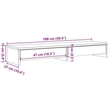 vidaXL Βάση Οθόνης με Συρτάρια Καφέ Δρυς 100x27x15 εκ. Επεξεργ. Ξύλο