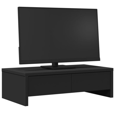 vidaXL Βάση Οθόνης με Συρτάρια Μαύρο 50x27x15 εκ. Επεξεργασμένο Ξύλο