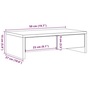 vidaXL Βάση Οθόνης με Συρτάρια Μαύρο 50x27x15 εκ. Επεξεργασμένο Ξύλο