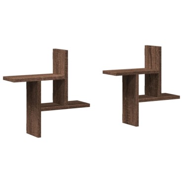vidaXL Ραφιέρες Τοίχου 2 τεμ. Καφέ Δρυς 38x12x38cm Επεξεργασμένο Ξύλο