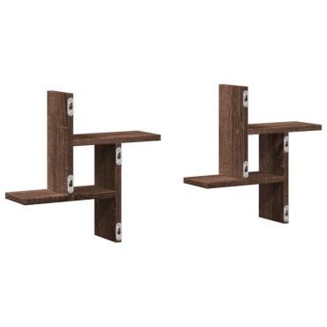 vidaXL Ραφιέρες Τοίχου 2 τεμ. Καφέ Δρυς 38x12x38cm Επεξεργασμένο Ξύλο