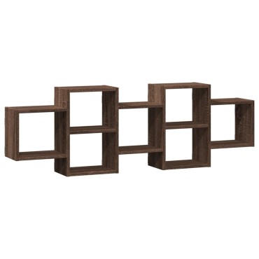 vidaXL Ραφιέρα Τοίχου Καφέ Δρυς 129x18x42cm από Επεξεργασμένο Ξύλο 1 τεμ.