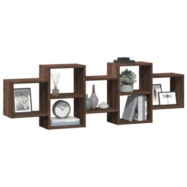 vidaXL Ραφιέρα Τοίχου Καφέ Δρυς 129x18x42cm από Επεξεργασμένο Ξύλο 1 τεμ.