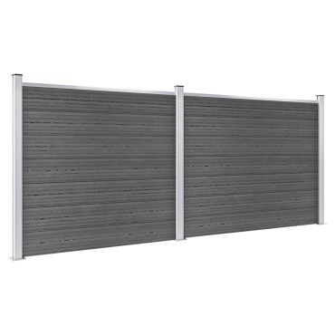 vidaXL Σετ Πάνελ Περίφραξης Μαύρο 353x146cm από WPC