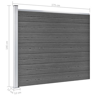 vidaXL Σετ Πάνελ Περίφραξης Μαύρο 353x146cm από WPC