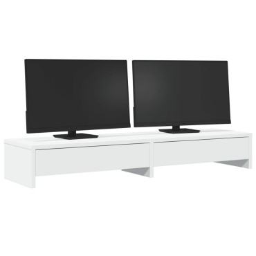 vidaXL Βάση Οθόνης με Συρτάρια Λευκή 100x27x15 εκ. από Επεξεργ. Ξύλο