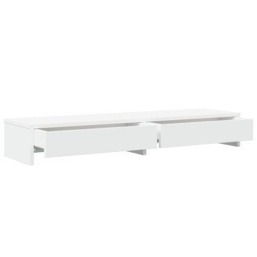 vidaXL Βάση Οθόνης με Συρτάρια Λευκή 100x27x15 εκ. από Επεξεργ. Ξύλο