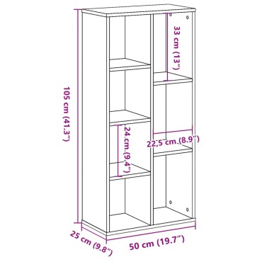 vidaXL Βιβλιοθήκη Όψη Παλαιού Ξύλου 50x25x105cm Επεξεργασμένο Ξύλο 1 τεμ.