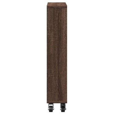 vidaXL Τρόλεϊ Αποθήκευσης Στενό Καφέ Δρυς 48x13x68cm Επεξ. Ξύλο