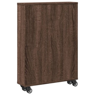 vidaXL Τρόλεϊ Αποθήκευσης Στενό Καφέ Δρυς 48x13x68cm Επεξ. Ξύλο