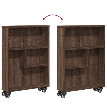 vidaXL Τρόλεϊ Αποθήκευσης Στενό Καφέ Δρυς 48x13x68cm Επεξ. Ξύλο