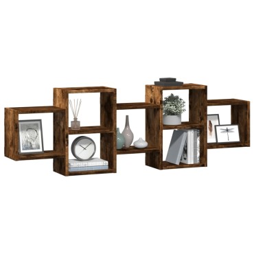 vidaXL Ραφιέρα Τοίχου Καπνιστή Δρυς 129x18x42cm Επεξεργασμένο Ξύλο 1 τεμ.