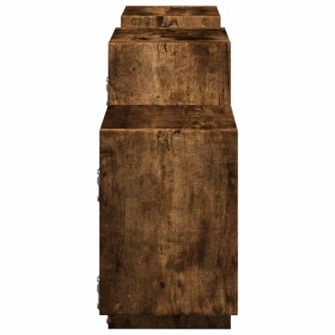 vidaXL Ραφιέρα Τοίχου Καπνιστή Δρυς 129x18x42cm Επεξεργασμένο Ξύλο 1 τεμ.