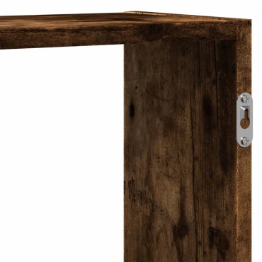 vidaXL Ραφιέρα Τοίχου Καπνιστή Δρυς 129x18x42cm Επεξεργασμένο Ξύλο 1 τεμ.