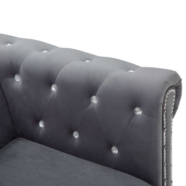 vidaXL Καναπές Τριθέσιος Chesterfield Γκρι 199x75x72cm Βελούδο 1 τεμ.