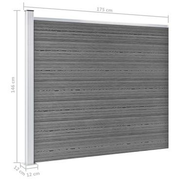 vidaXL Σετ Πάνελ Περίφραξης Γκρι 353x146cm από WPC