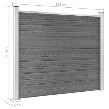 vidaXL Σετ Πάνελ Περίφραξης Γκρι 353x146cm από WPC