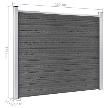 vidaXL Σετ Πάνελ Περίφραξης Μαύρο 872x146cm από WPC