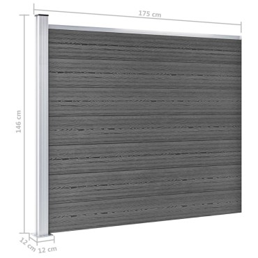 vidaXL Σετ Πάνελ Περίφραξης Μαύρο 872x146cm από WPC