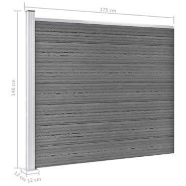 vidaXL Σετ Πάνελ Περίφραξης Γκρι 699x146cm από WPC