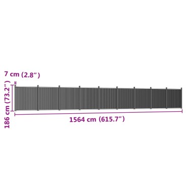 vidaXL Πάνελ Περίφραξης Γκρι 1564x186cm από WPC