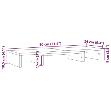 vidaXL Βάση Οθόνης Ρυθμιζ. Αρτισιανή Δρυς 80x24x10,5 εκ. Επεξεργ. Ξύλο