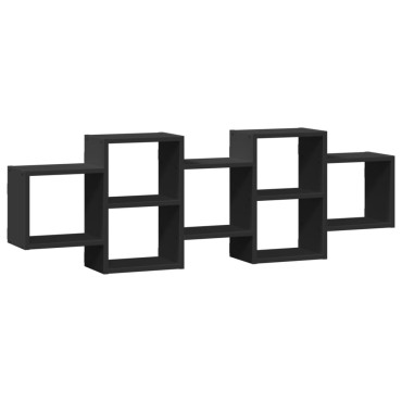 vidaXL Ραφιέρα Τοίχου Μαύρο 129x18x42cm από Επεξεργασμένο Ξύλο 1 τεμ.