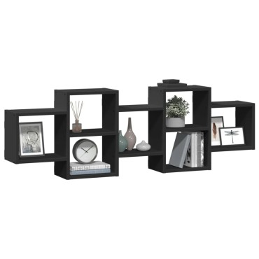 vidaXL Ραφιέρα Τοίχου Μαύρο 129x18x42cm από Επεξεργασμένο Ξύλο 1 τεμ.