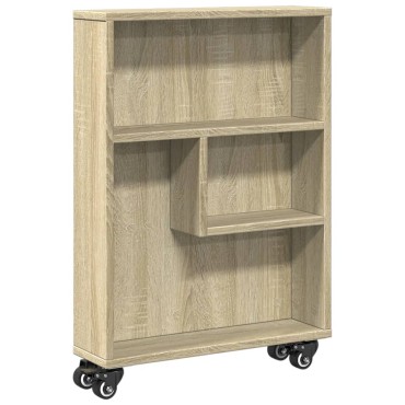 vidaXL Τρόλεϊ Αποθήκευσης Στενό Sonoma Δρυς 48x13x68cm Επεξ. Ξύλο