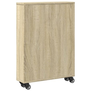 vidaXL Τρόλεϊ Αποθήκευσης Στενό Sonoma Δρυς 48x13x68cm Επεξ. Ξύλο