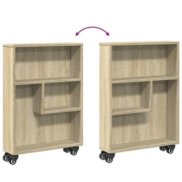 vidaXL Τρόλεϊ Αποθήκευσης Στενό Sonoma Δρυς 48x13x68cm Επεξ. Ξύλο