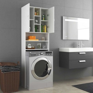 vidaXL Ντουλάπι Πλυντηρίου Λευκό 64 x 25,5 x 190 εκ.