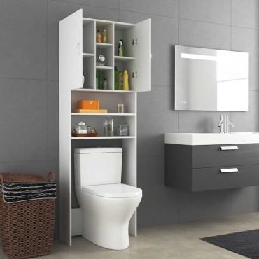vidaXL Ντουλάπι Πλυντηρίου Λευκό 64 x 25,5 x 190 εκ.