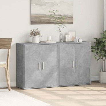 vidaXL Βοηθητικά Ντουλάπια 2 τεμ. Γκρι Σκυρ. 60x31x70cm Επεξεργ. Ξύλο