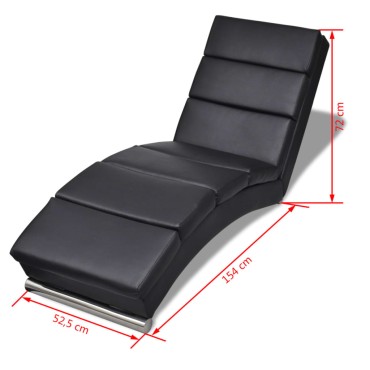 vidaXL Σεζλόνγκ Μαύρη από Συνθετικό Δέρμα 154x52,5x72cm 1 τεμ.