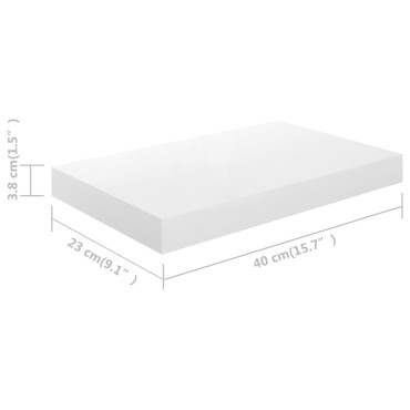 vidaXL Ράφι Τοίχου Γυαλιστερό Άσπρο 40x23x3,8cm MDF 1 τεμ.