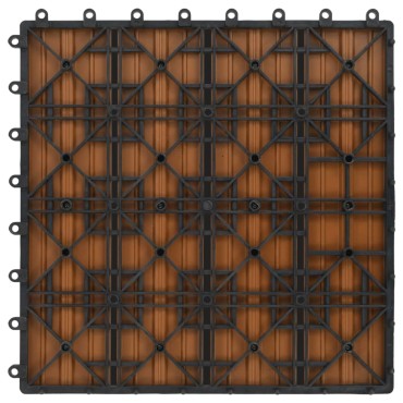 vidaXL Πλακάκια Deck 11 τεμ. Χρώμα Teak 30 x 30 εκ. 1 μ² από WPC