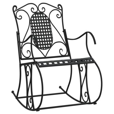 vidaXL Κουνιστό Παγκάκι Μαύρο από Ατσάλι 84x54x95cm 1 τεμ.