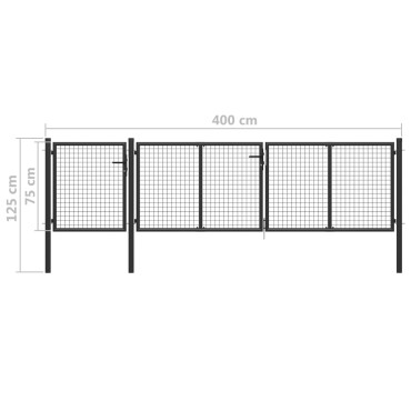 vidaXL Πόρτα Περίφραξης Κήπου Ανθρακί 400 x 75 εκ. Ατσάλινη