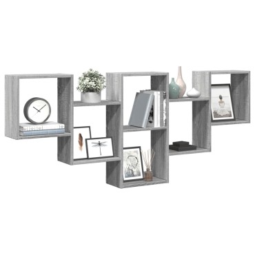vidaXL Ραφιέρα Τοίχου Γκρι Sonoma 159x18x66cm Επεξεργασμένο Ξύλο 1 τεμ.