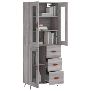 vidaXL Ντουλάπι Γκρι Sonoma 69,5x34x180cm Επεξεργασμένο Ξύλο 1 τεμ.