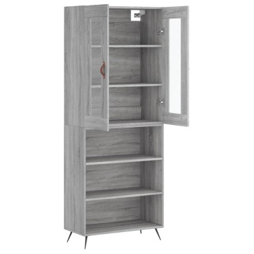 vidaXL Ντουλάπι Γκρι Sonoma 69,5x34x180cm Επεξεργασμένο Ξύλο 1 τεμ.