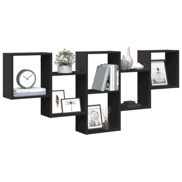vidaXL Ραφιέρα Τοίχου Μαύρο 159x18x66cm από Επεξ. Ξύλο 1 τεμ.