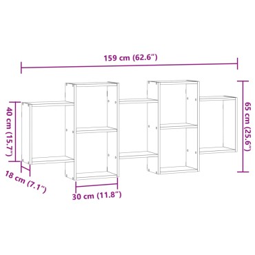vidaXL Ραφιέρα Τοίχου Sonoma Δρυς 159x18x65cm από Επεξεργ. Ξύλο 1 τεμ.