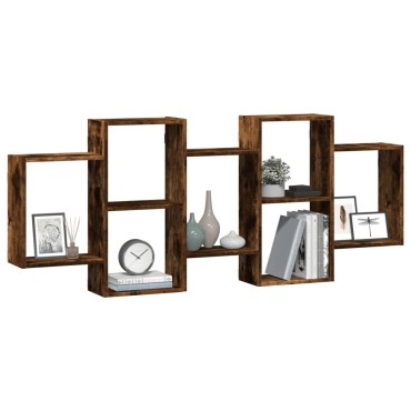 vidaXL Ραφιέρα Τοίχου Καπνιστή Δρυς 159x18x65cm Επεξεργασμένο Ξύλο 1 τεμ.