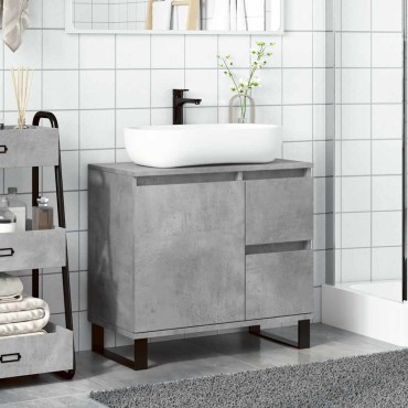 vidaXL Ντουλάπι Μπάνιου Γκρι Σκυροδέματος 65x33x60cm Επεξ. Ξύλο