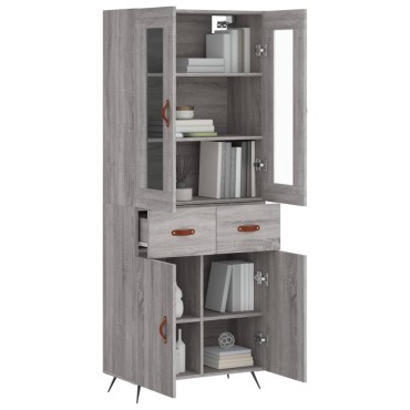 vidaXL Ντουλάπι Γκρι Sonoma 69,5x34x180cm Επεξεργασμένο Ξύλο 1 τεμ.