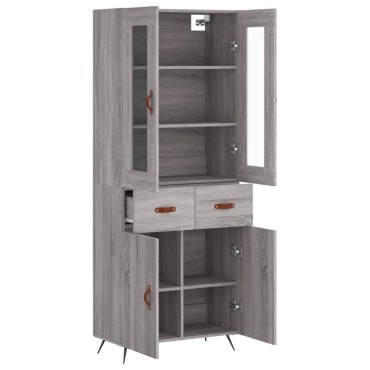 vidaXL Ντουλάπι Γκρι Sonoma 69,5x34x180cm Επεξεργασμένο Ξύλο 1 τεμ.